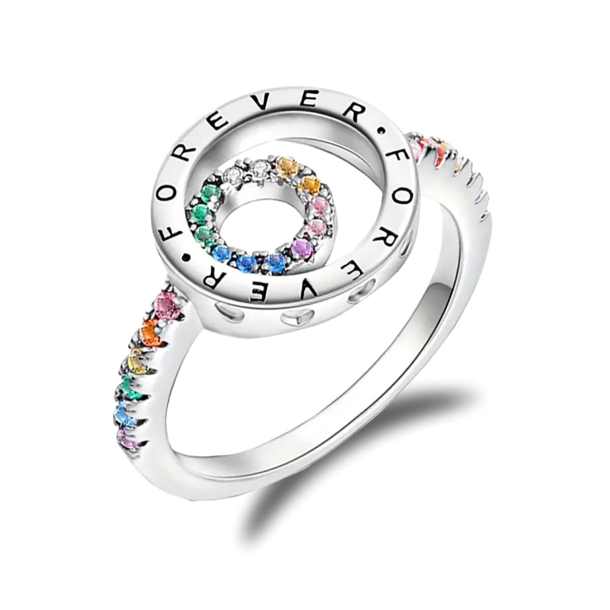 ChenYuTe 925 Sterling Silber Einfache Elegante Persönlichkeit Damen Ring Tägliche Party Hochzeit Tragen Bunte Quadratische Kristall Zirkonia/Stapelbar Vintage Ring Größe 6-9
