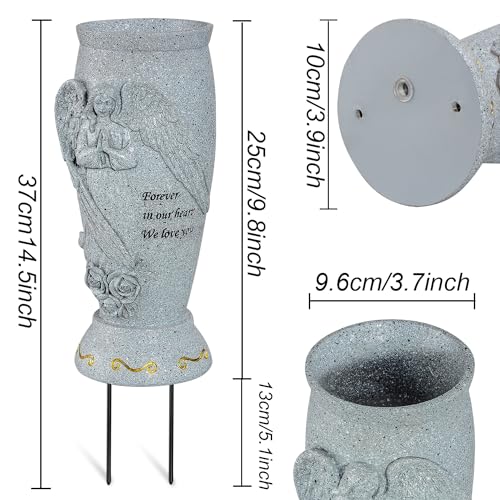 Cemetery Vase, Memorial Grave Vase with Ground Spikes, Angel Vases for Artificial Flowers, Grave Flowers Holder for Cemetery Headstone (1Piece, Flowers are NOT Included) image 3