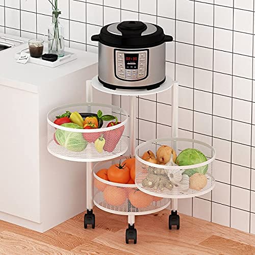 Amazon Brand – Umi 3 Layer Rotating Kitchen Trolley Portable Storage ...