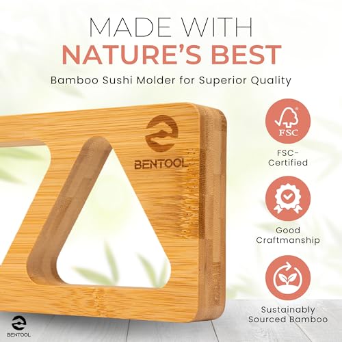 image for BENTOOL Onigiri Mold Set for Japanese Gift - Bamboo Medium Rice Ball M