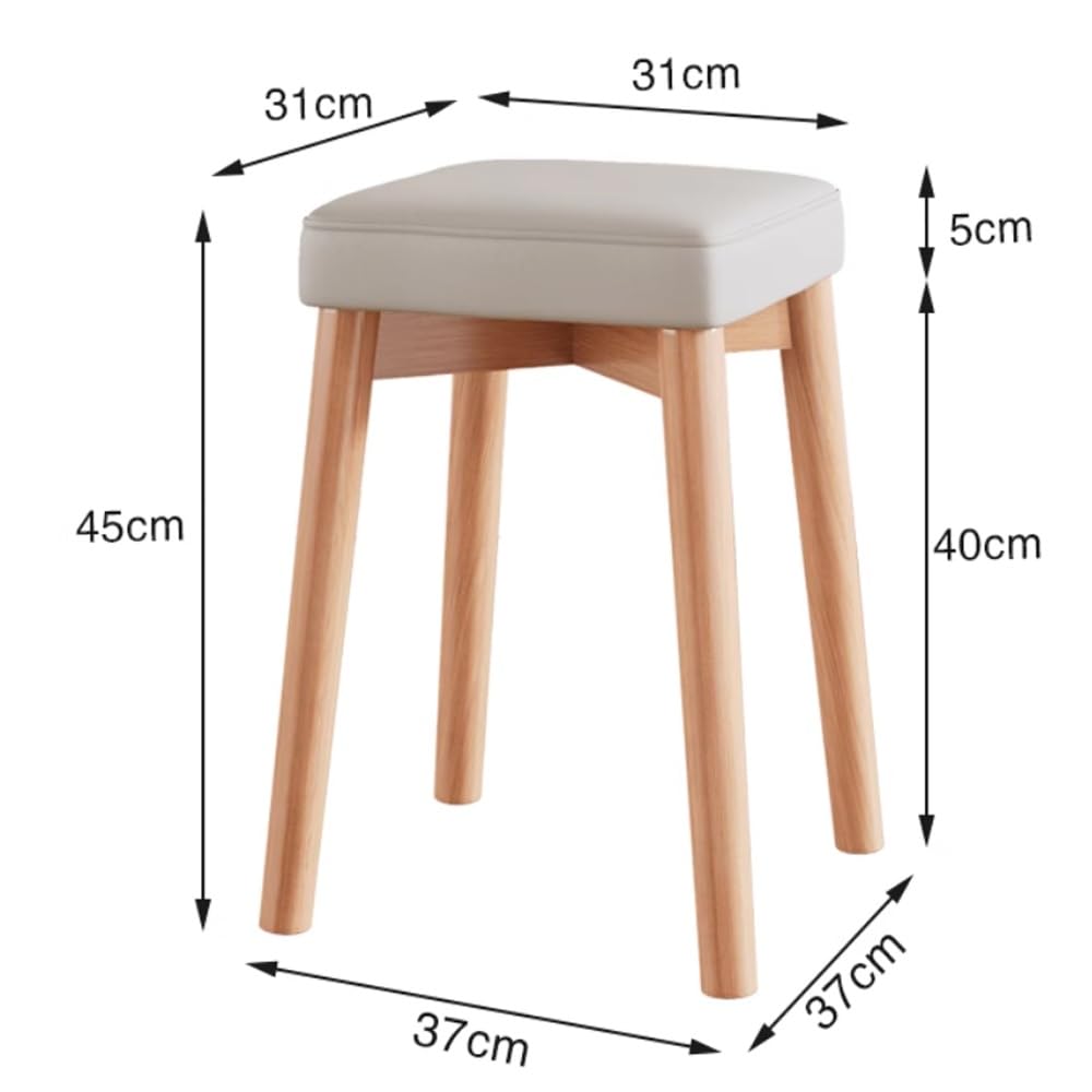 Taburete De Bar De Madera, Taburete Cuadrado Apilable, 45cm Silla De Mostrador, Taburete Acolchado Portátil para Comedor, Salón, Cocina(Walnut Dark Grey)
