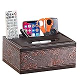 Arniche Leather Tissue Box Cover Rectangular and Multifunction Remote Control Caddy,Suitable for Storing pens and Stationery,Desk Organizer Storage for Office and Home(Antique)