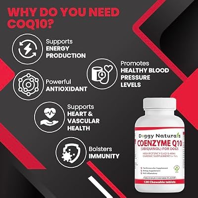Coenzyme Q10 High Potency COQ10-40mg UBIQUINOL for Dogs (120 Tabs) Made in U.S.A. CoQ10 for Dogs