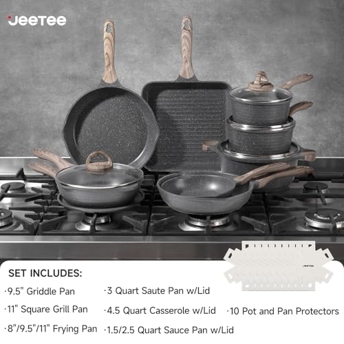 Image of JEETEE Pots and Pans Set Non Stick 23pcs, Healthy Kitchen Cookware Sets
