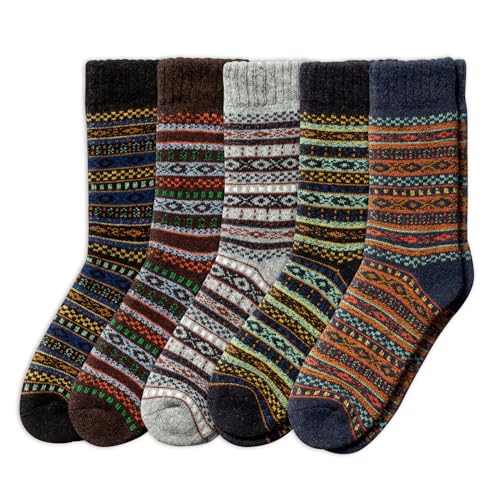 NORDIC Socks 5 Pairs Merino Wool Socks for Men & Women Winter socks Warm socks (10-12 Arvid)