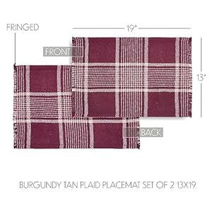 Vhcbrandsestonrusticfarmhousedecorautumnseasonalburgundytanplaidplacematsetof213x19 Urban Country Home Decor Vhc brands eston rustic farmhouse decor autumn seasonal burgundy tan plaid placemat set of 2 13×19 urban country home decor