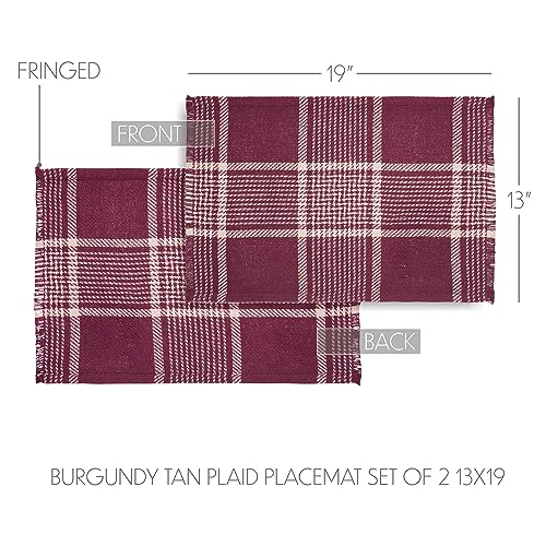 Vhcbrandsestonrusticfarmhousedecorautumnseasonalburgundytanplaidplacematsetof213x19 Urban Country Home Decor Vhc brands eston rustic farmhouse decor autumn seasonal burgundy tan plaid placemat set of 2 13×19 urban country home decor