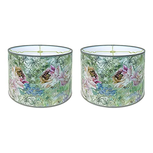 Image of Royal Designs, Inc. Trendy Decorative Handmade Lamp Shade, Made in USA, 12in, HBC-8069-12-2, Canvas of Spring - 2 Pk