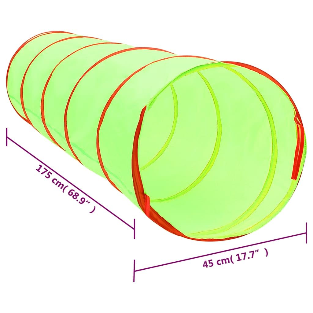 Spieltunnel mit 250 Bällen Grün 175 cm Polyester, Kinderzelt Pop Up Tunnel für Garten und Indoor, Krabbeltunnel mit Tragetasche, Outdoor Spielhaus für Abenteuer und Rollenspiel