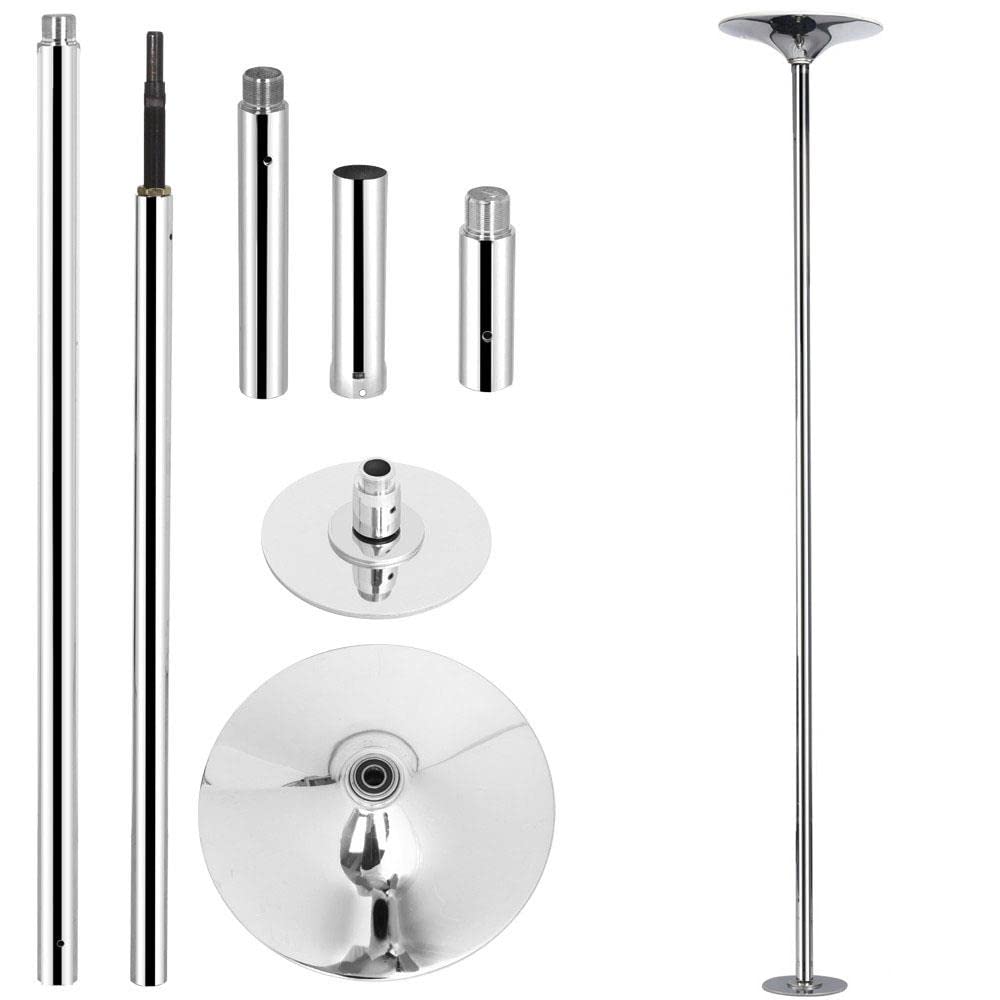 Yaheetech Professional Stripper Pole Spinning Static Dancing Pole Portable Removable 45mm Dance Pole Kit for Exercise Club Party Pub Home w/Tools - Gold - Silver