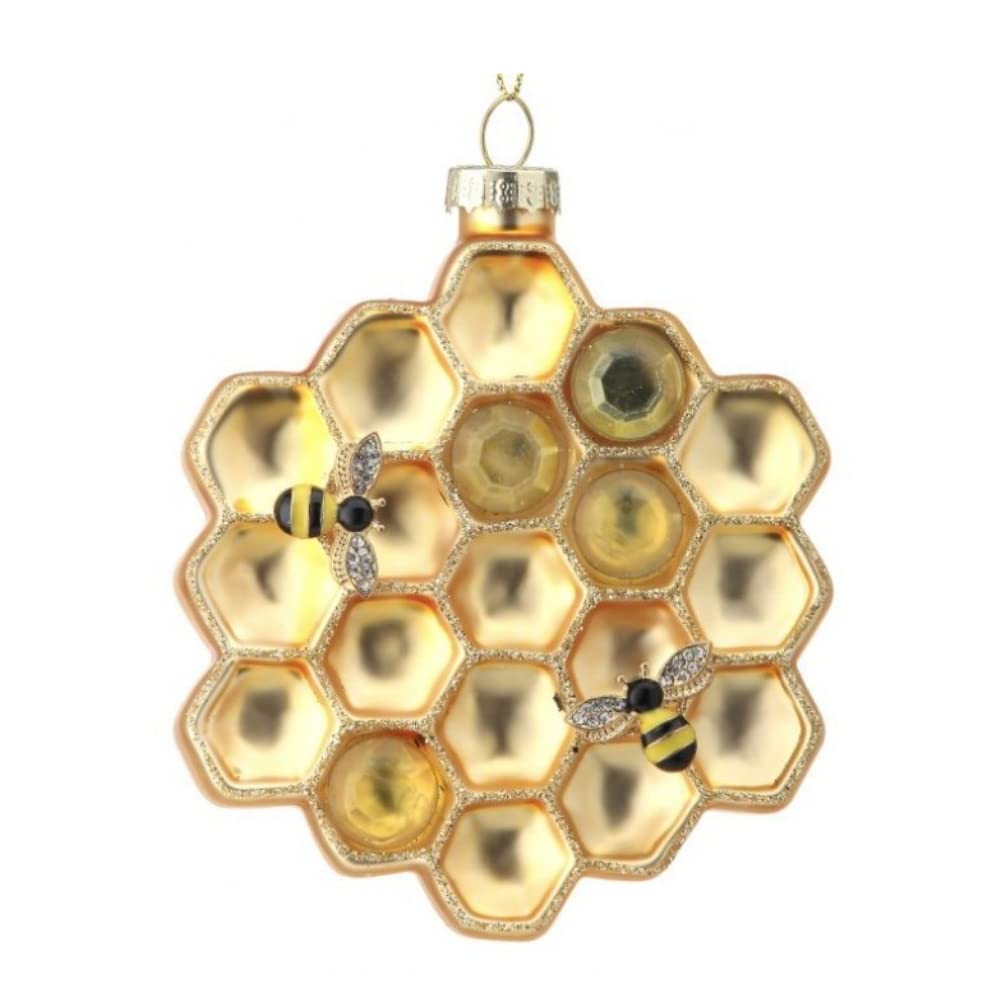 The Bridge CollectionGlass Honeycomb with Honey Bees Ornament