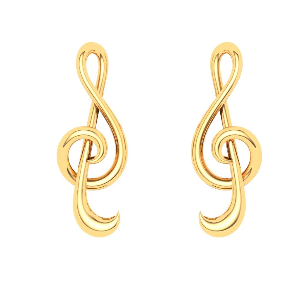 P.C. Chandra Jewellers 14Kt(585) Yellow Gold Cross Stitch Musical Note Stud Earring For Women & Girls - 0.95 Gram (B0CDBR78WH) Amazon Price History, Amazon Price Tracker