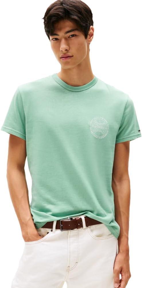 Tommy Jeans Mens Short Sleeve Cotton T-Shirts with Basketball Graphic