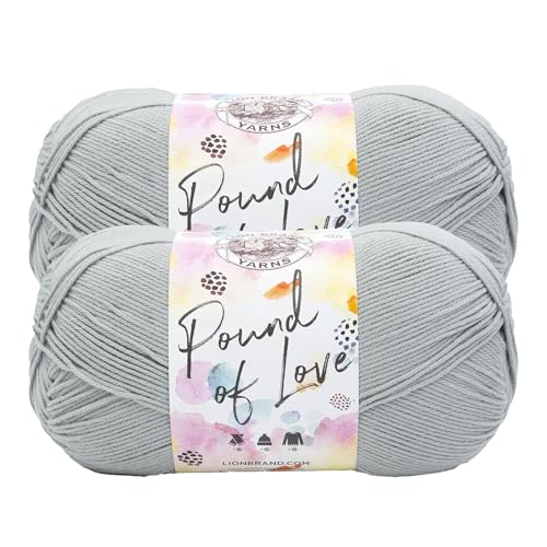 Image of Lion Brand Yarn, Pound of Love Crochet Yarn, Sleet, Gray, 2 Pack | Large Skein Everyday Basic 100% Acrylic Worsted Weight Knit Fiber for Baby Blankets, Classic Afghans, Sweaters, Scarf Sets