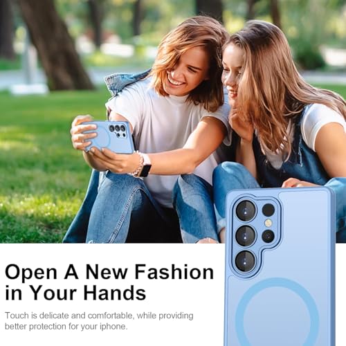 Image of Elzzi Magnetic for Samsung S25 Ultra 5g Case, Upgraded [Full Camera Protection] [Compatible with Magsafe] [Translucent Matte] Shockproof Protective Phone Case for Men & Women - Official Blue