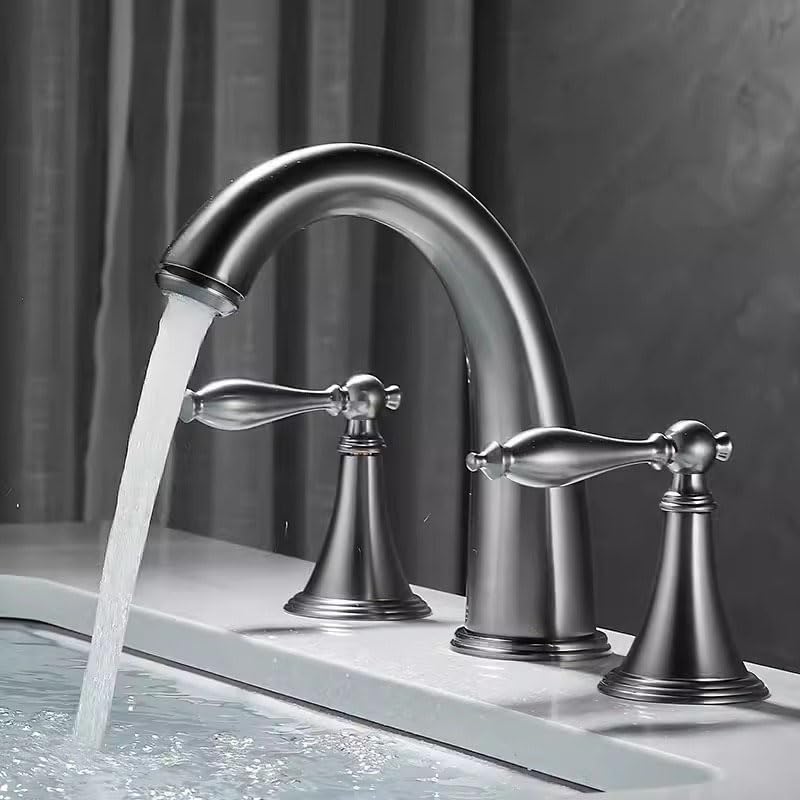 Mezclador de lavabo de baño de tres agujeros contra salpicaduras