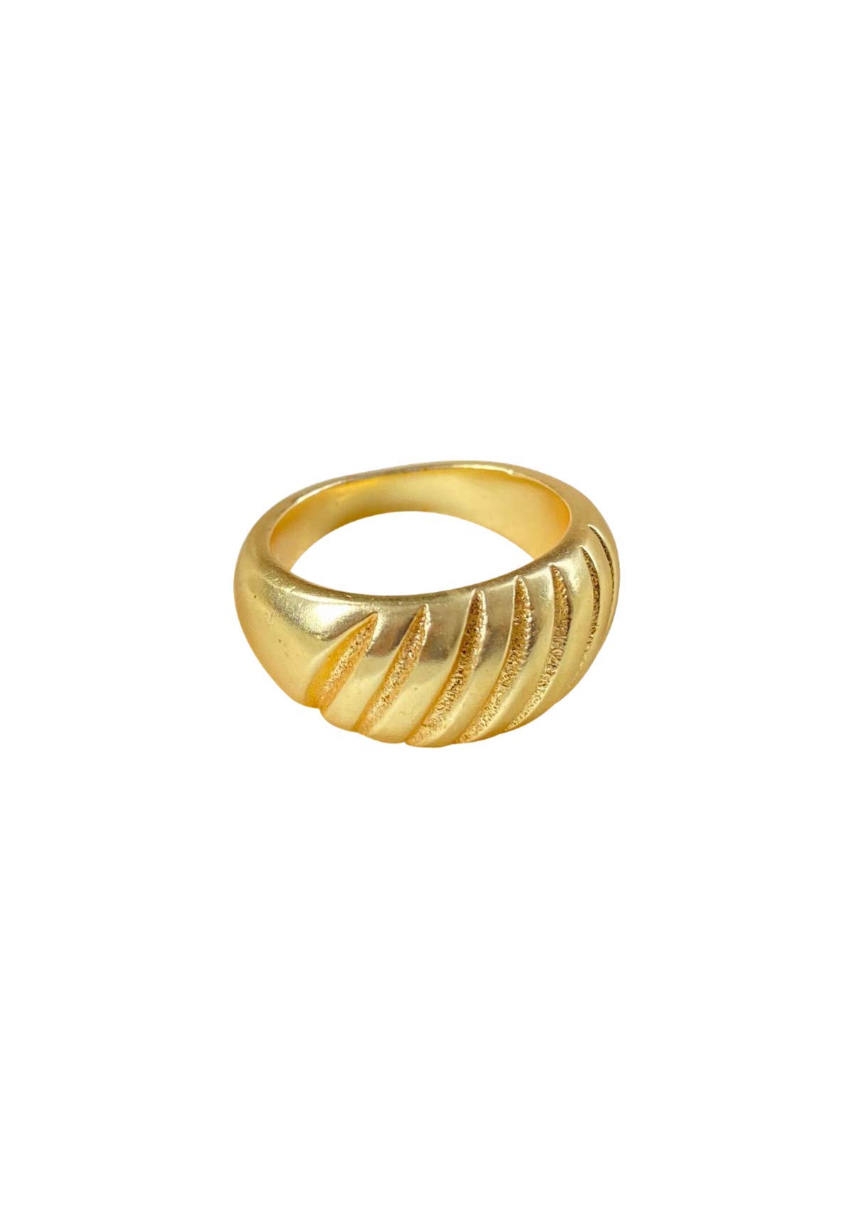 Michelle Alexander Gold Plated Croissant Dome Heirloom Ring for Women (Gold)