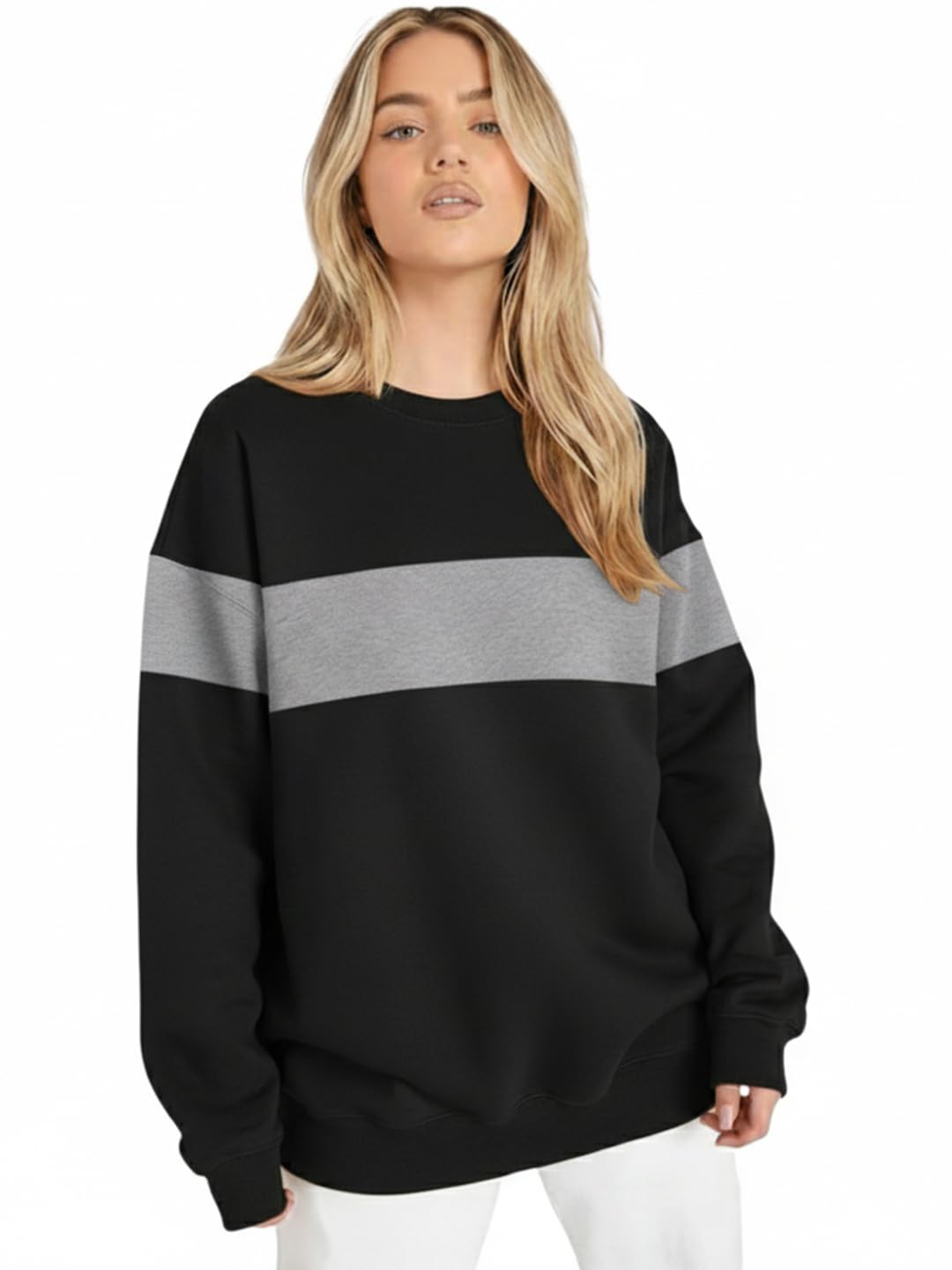 LEOTUDE Women’s Boyfriend Fit Loopknit Sweatshirt | Full Sleeve Drop Shoulder | Sweatshirt for Women
