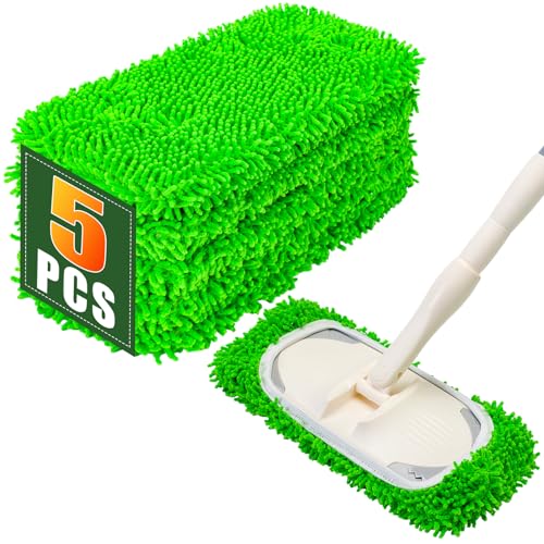 Mop Pads for Swiffer Sweeper Reusable Microfiber 5PCS Dry Wet Replacement Mop Pad Refills Sweeping Mopping Cloths for Floor Cleaning