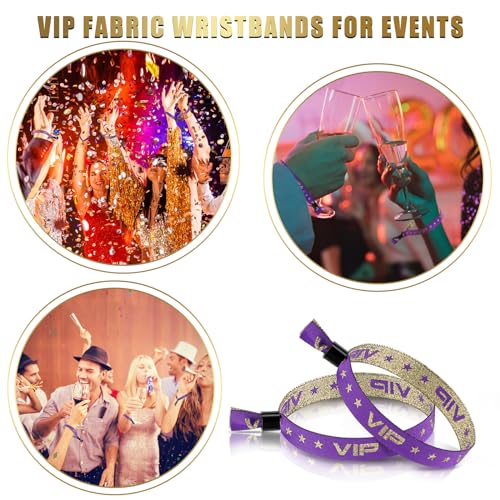 Bracelets VIP pour événements en tissu violet - Lot de 100 pièces - 4