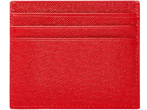 Slim Minimalist Leather Card Wallet For Men & Women - RFID Blocking Leather Card Holder Wallets (Red)2