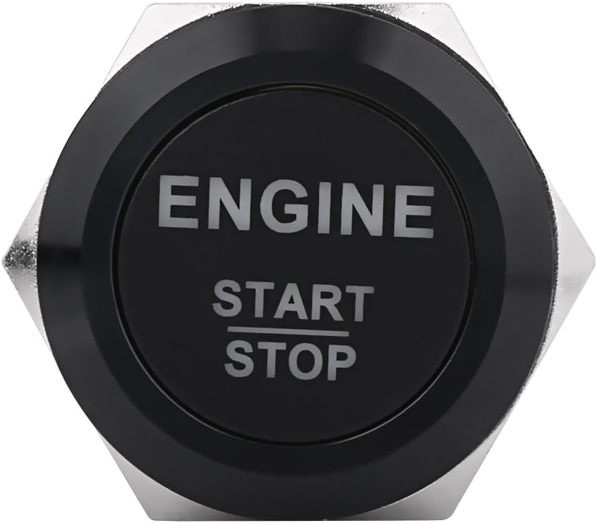 DC 12V LED Car Engine Start Stop Push Button Switch Ignition Starter Switch Universal Metal Press LED Push Button Switch White(Black)