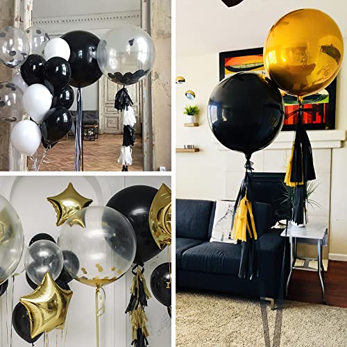 Image of PartyWoo Black Large Round Giant 4D Jumbo Foil Balloons 6pcs 22 Inch