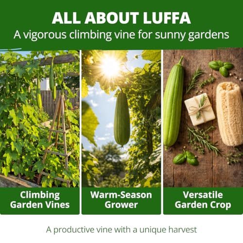 Image of HOME GROWN Luffa Seeds 40 Heirloom Non-GMO Loofah Gourd Seeds for Planting, High Germination, Grow Your Own Natural Bath Sponges, Edible Vining Vegetable Garden, Harvest Young Gourd (Luffa aegyptiaca)