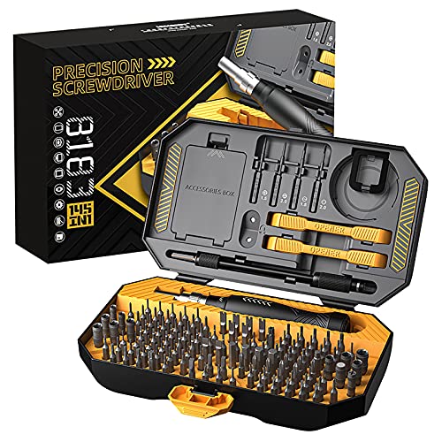 Precision Screwdriver Set Anbage 145 in 1 with 132 Bits Magnetic Screwdriver Kit Mini Screwdriver Set Built in Extension Rod Portable Easy to Store Kit for Repair phone,Laptop,Watch, Toy, Game Console