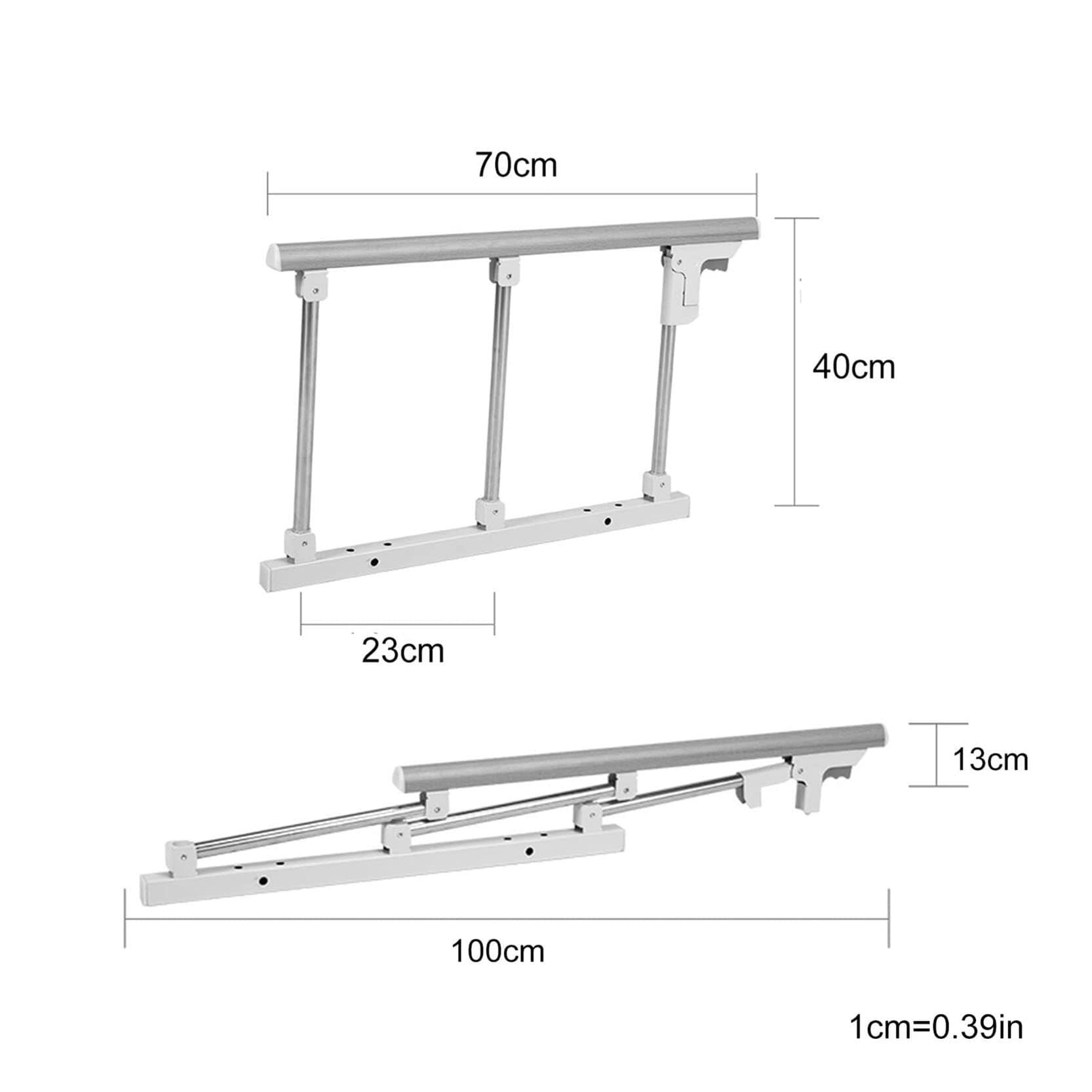 Barandillas plegables para adultos mayores, protector lateral de seguridad para hospital y hogar, barra de parachoques de agarre de metal, fácil de montar, barandilla de cama ajustable para mayor