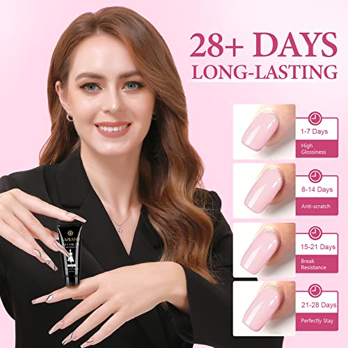 SAVILAND Poly Gel Nail Kit - 6 Poly Gel Colors with 36W Portable Handheld Mini U V LED Lamp for Curing, 28 Days Long- Lasting Poly Nail Starter Kit for Manicure Art DIY