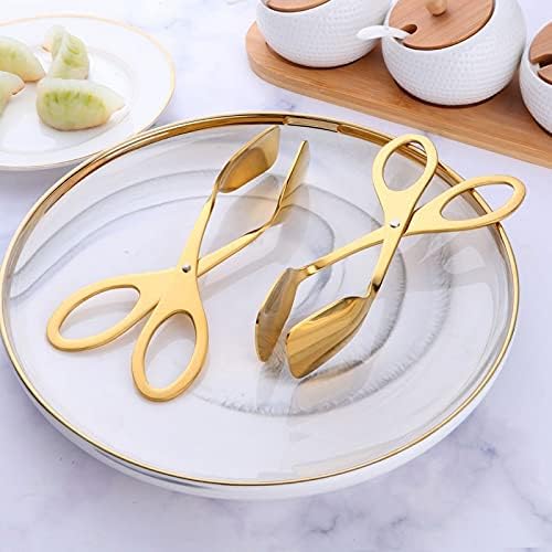Bag Clips 1 PCS Stainless Steel Gold Food Clip Kitchen Utensils Buffet Bread Pizza Barbecue Cake Pastry Clip Tongs Home Kitchen Supplies (Color : A) (B)