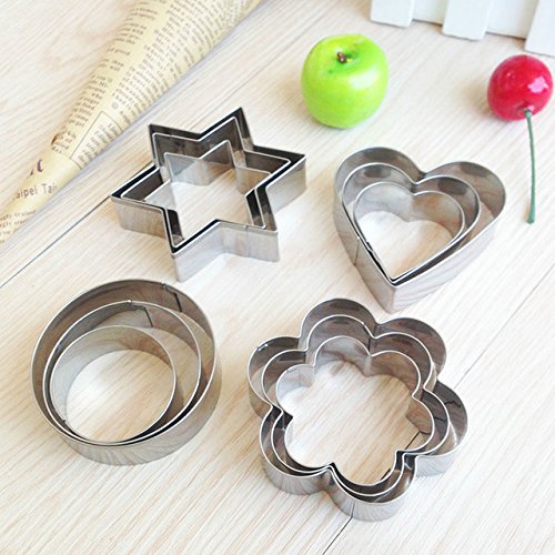 Hot 12Pcs Stainless Steel Pancake Ring Mould Cooking Fried Egg Shaper