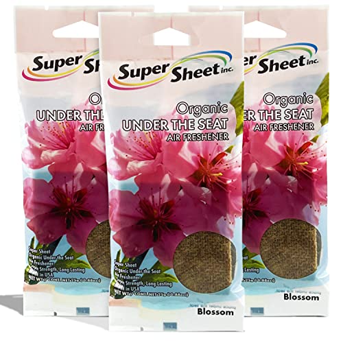 Image of Super Sheet, Organic Under the Seat Car Air Freshener, Long Lasting Fragrance (Blossom, 3 Packs)