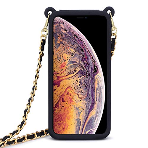 LUVI-for-iPhone-12-Pro-Max-Wallet-Case-with-Crossbody-Strap-Lanyard-Neck-Strap-Credit-Card-Holder-with-Purse-Handbag-Shoulder-Strap-Silicone-Rubber-Soft-Protection-Case-for-iPhone-12-Pro-Max-Black