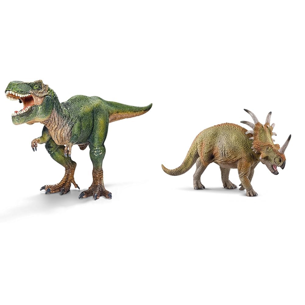 SCHLEICH 14525 Dinosaurs Spielfigur - Tyrannosaurus Rex, Spielzeug ab 4 Jahren & 15033 Spielfigur -Styracosaurus Dinosaurs, Mehrfarbig