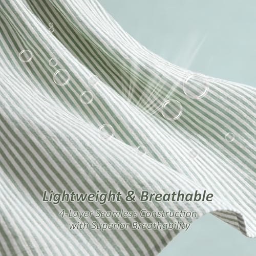 Image of EMME Cotton Muslin Blanket Couch 4-Layer Breathable Gauze Soft Lightweight Bed Blankets Adults Sage Green Throw XL (50 inch x 70 inch)