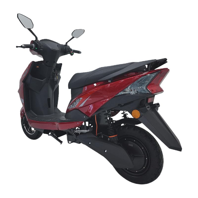 Image of MIOOX 48V 30AH Electric Scooter with 120-140 km Range, 45 km /h Speed, Disc & Drum Brakes, LED Headlight, Comfortable Seat, Non-RTO, 3-Year Battery Warranty (Red)