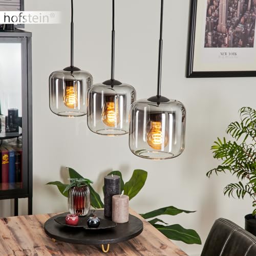 Suspension Lauden luminaire en verre clair et métal noir haut de gamme