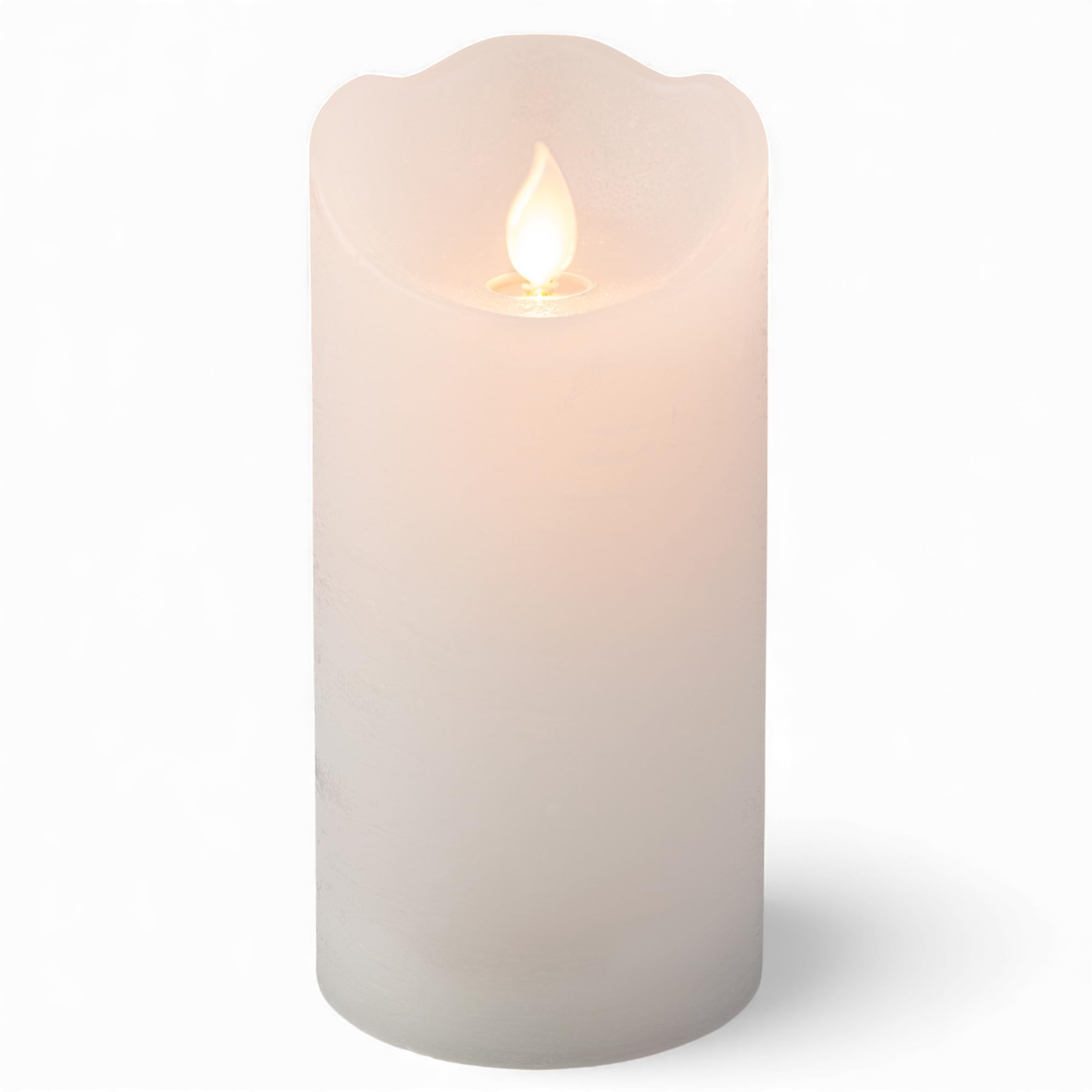 MIJOMA LED Real Wax Candle with Realistic Flame, Timer and Battery Operated, Indoor LED Candle with Warm White Light, Natural Look (Diameter 7.5 cm x 15 cm, Cream - Vertical Groove Pattern)