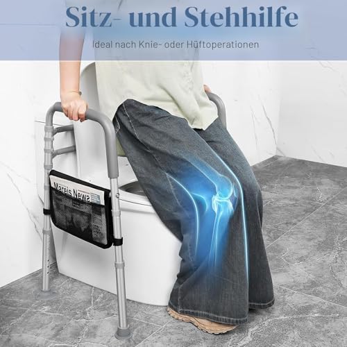 LOLLIDO ein unabhängig gebauter sicherheitsrahmen für toiletten und ein griff, mit dem verstellbare duschstützen zur unterstützung im badezimmer - für die meisten toiletten geeignet