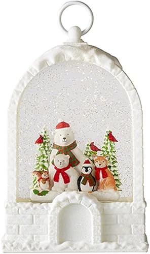 RAZ Imports Linternas de agua navideñas 2022 de 10 pulgadas para amigos del polo norte iluminado