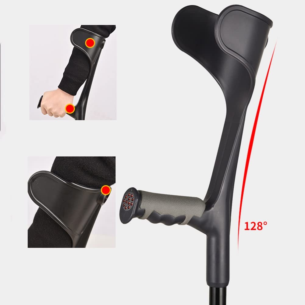 Muletas de Antebrazo Plegables para Adultos, Bastones Ligeros y Ajustables, Diseño Ergonómico con Tapa de Pie Antideslizante, Adecuadas para Una Altura de 140~185cm (Size : 1 Count)