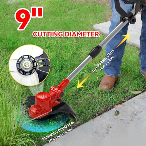 Electric Weed Eater Weed Wacker 3 in 1 Brush Cutter/String Trimmer/Grass Trimmer,850W Powerful Motor,21V 2 x 3.0Ah Weed Wacker Battery Operated,9 in Cutting Blades,Weed Eater Cordless for Garden Yard - Thumbnail 7