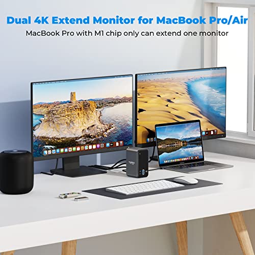 Usb C Docking Station Dual 4K Monitor For Macbook Pro/Air, 4Urpc 13-In-2 Usb C Docking Station, Usb C Dock With 2 Hdmi, Dp, 7 Usb Ports, Usb C Pd 3.0, Rj45 Ethernet, 3.5Mm Audio, Plug And Play #TOP1