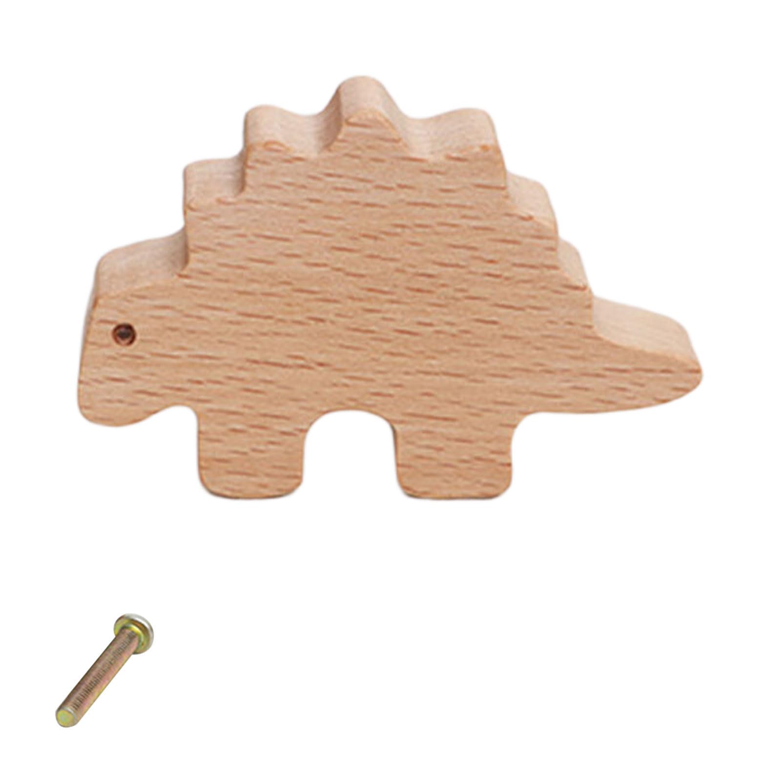 Hzbb C Natural Wood Abinet Knob Lovely Dinosaur Drawer Pulls Decorative Furniture Handles For Hildren Room Wardrobe Knob Lovely Dinosaur Drawer Pulls Easy Installation Bedroom Furniture