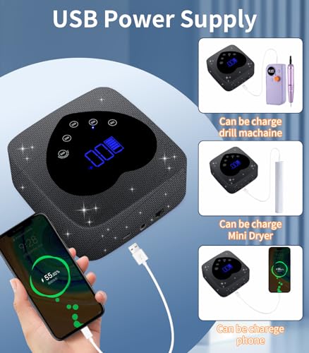 Image of UV Light for Nails, Cordless UV Nail Lamp 72W, Rechargeable LED Dryer | Appearance of Black Diamond, 5 Timer Setting, Touch Control & Auto Sensor, Fast Light Curing Lamp for Salon & Home