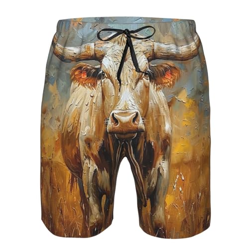Short de bain homme vaches longhorn du Texas pour la plage