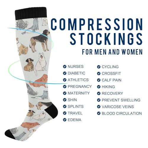 Image of Wusikd Heartbeat Symbol Compression Socks for Women and Men Circulation Black Long Socks for Athletic Running 1