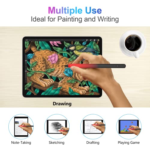 Image of Stylus Pen for iPad 2018-2023 with Palm Rejection, Active Pencil for iPad 10th /9th /8th /7th /6th Gen, for iPad Pro 11 /12.9 inch, for iPad Air 5th /4th /3th Gen, for iPad mini 6th /5th Gen (Black and Red)